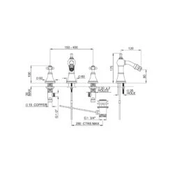 Perrin & Rowe Georgian 3768 3 Hole Bidet Mixer With Cross Handles -Deals Bathroom Store perrin rowe 3768cp 2
