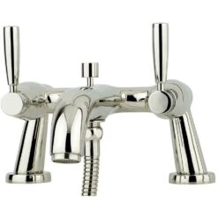 Perrin & Rowe Deck Bath Shower Mixer With Lever Handles Pewter
