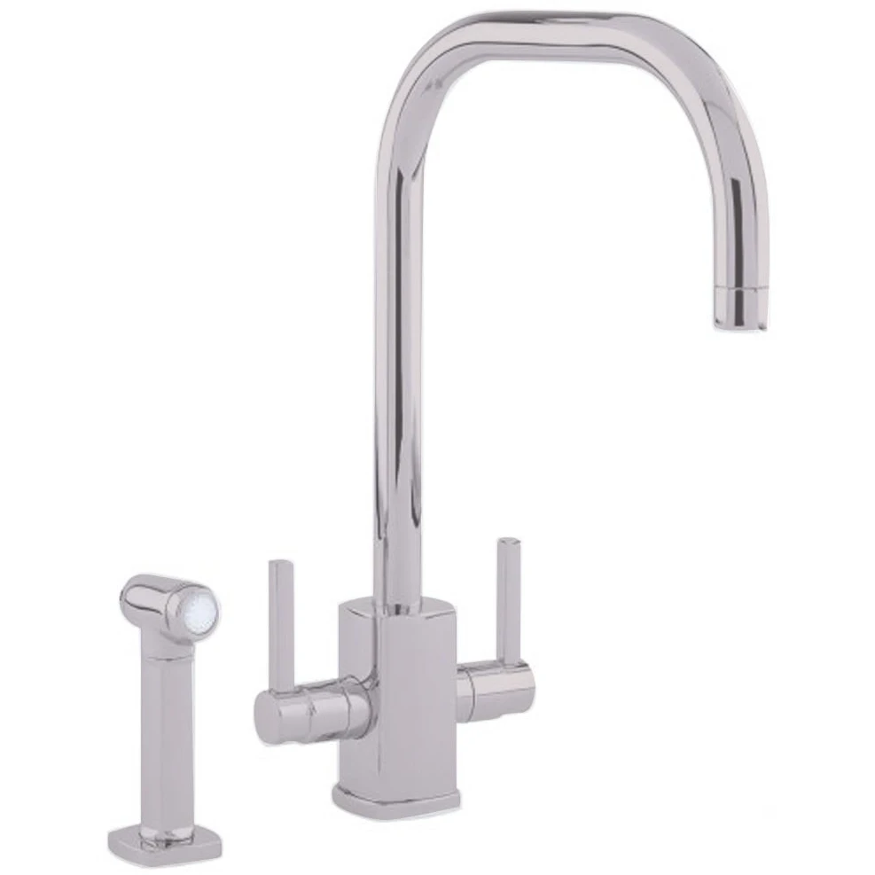 Perrin & Rowe Rubiq U Spout Sink Mixer Tap With Rinse Pewter 3 Perrin & Rowe Rubiq U Spout Sink Mixer Tap With Rinse Pewter
