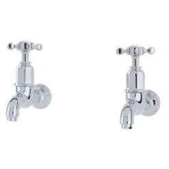 Perrin & Rowe Mayan Wall Mounted Taps Crosshead Handles Pewter