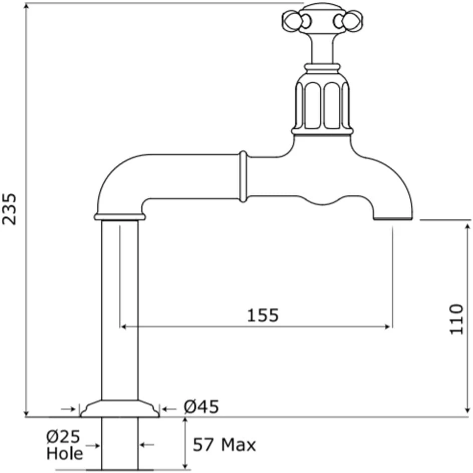 Perrin & Rowe Mayan Deck Bib Taps Nickel 4 Perrin & Rowe Mayan Deck Bib Taps Nickel - Image 2