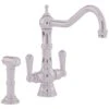 Perrin & Rowe Picardie Twin Lever Sink Mixer Tap & Rinse Pewter -Deals Bathroom Store perrin rowe 4766pf