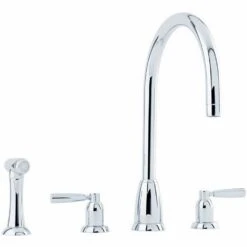 Perrin & Rowe Callisto 3 Hole C Spout Sink Mixer & Spray Chrome