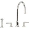 Perrin & Rowe Callisto 3 Hole C Spout Sink Mixer & Spray Nickel -Deals Bathroom Store perrin rowe 4891ni