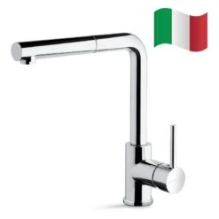 Prima+ Riace L-Shaped Kitchen Mixer Tap With Pull Out Chrome