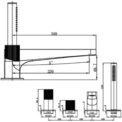 RAK Amalfi 4 Hole Bath Shower Mixer Brushed Nickel -Deals Bathroom Store rak rakama3013n 2