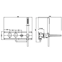 RAK Horizontal Dual Outlet Shower Valve With Handset & Spout Brushed Nickel -Deals Bathroom Store rak rakita3306n 2