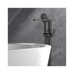 RAK Petit Round Freestanding Bath Shower Mixer Matt Black -Deals Bathroom Store rak rakper3014b 2