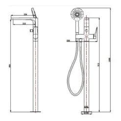 RAK Petit Round Freestanding Bath Shower Mixer Matt Black -Deals Bathroom Store rak rakper3014b 3