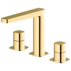 RAK Petit Square 3 Hole Basin Mixer Brushed Gold