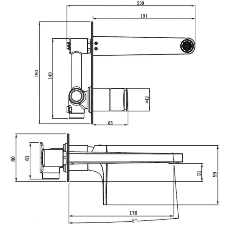 RAK Portofino Wall Basin Mixer Brushed Gold 4 RAK Portofino Wall Basin Mixer Brushed Gold - Image 2