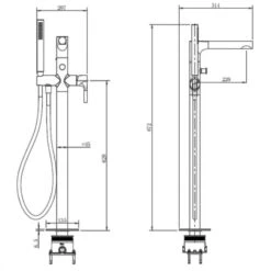 RAK Sorrento Freestanding Bath Shower Mixer Matt Black -Deals Bathroom Store rak raksor3014b 2