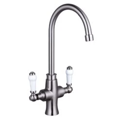 Trisen Rura Two Handle Kitchen Mixer Tap Brushed Nickel