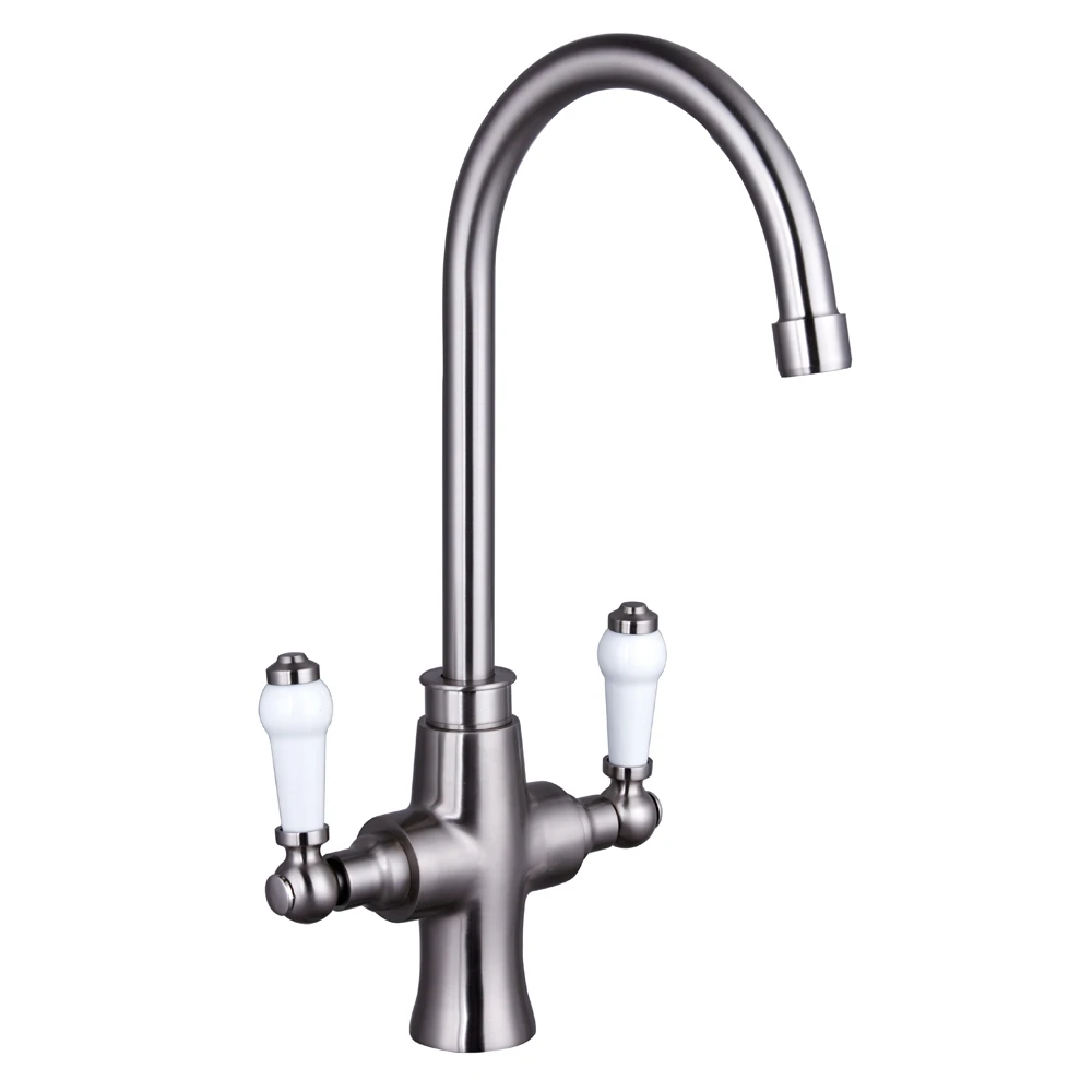 Trisen Rura Two Handle Kitchen Mixer Tap Brushed Nickel 3 Trisen Rura Two Handle Kitchen Mixer Tap Brushed Nickel