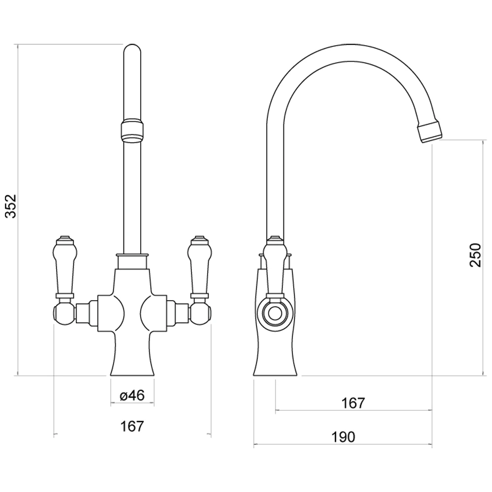 Trisen Rura Two Handle Kitchen Mixer Tap Brushed Nickel 4 Trisen Rura Two Handle Kitchen Mixer Tap Brushed Nickel - Image 2