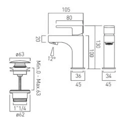 Vado Life Mini Mono Basin Mixer With Universal Waste -Deals Bathroom Store vado lif 100mcc cp 4